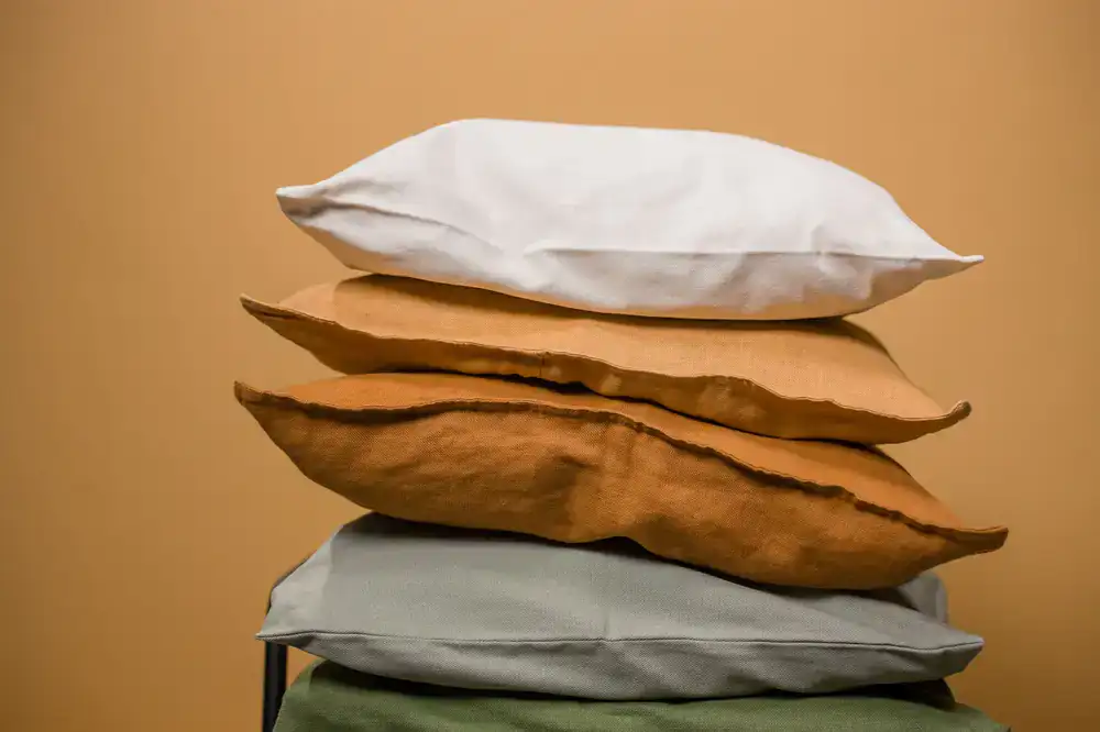 Stack of organically dyed table linens