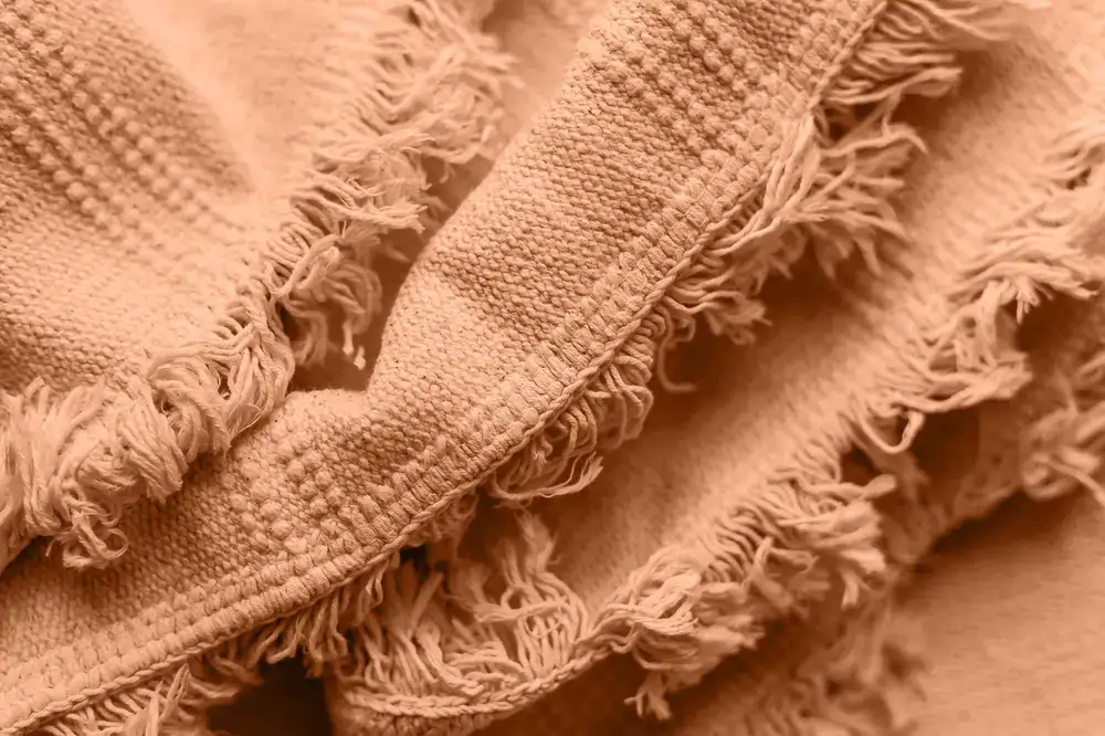 Large handwoven throw blanket dyed with madder root